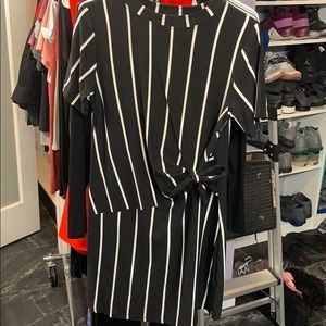 Black and white striped form fitting dress